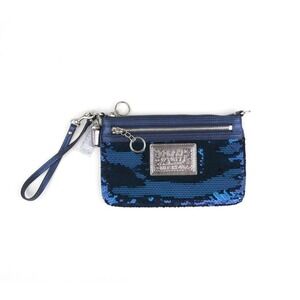 Coach Poppy Blue Sequin Wristlet